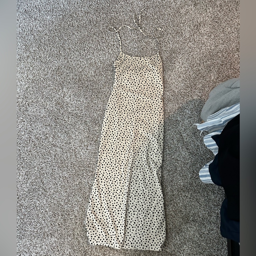 Elegant Cream Polka Dot Maxi Dress